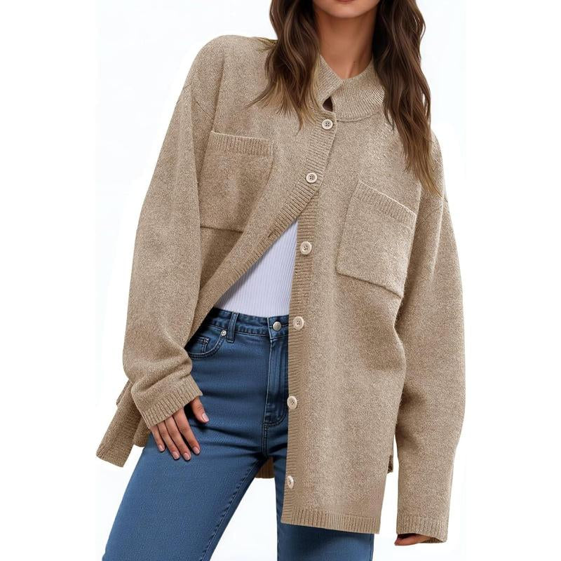 Chic and Cozy Ebifin Women's Oversized Collared Cardigan - Perfect for Fall Layering!