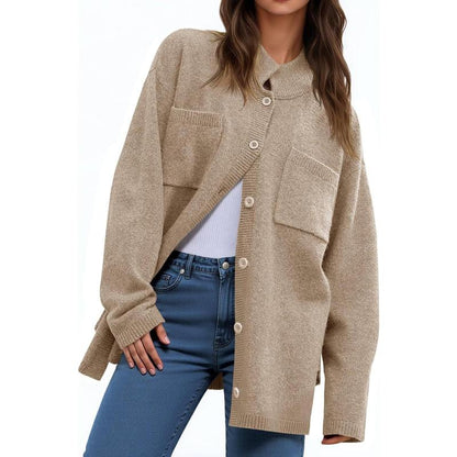 Chic and Cozy Ebifin Women's Oversized Collared Cardigan - Perfect for Fall Layering!