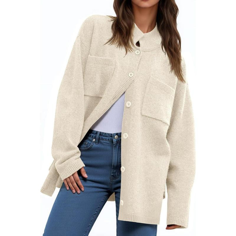 Chic and Cozy Ebifin Women's Oversized Collared Cardigan - Perfect for Fall Layering!