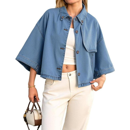 Chic and Casual: Ebifin Women's Cropped Denim Jacket with Pockets - Perfect for Every Occasion!