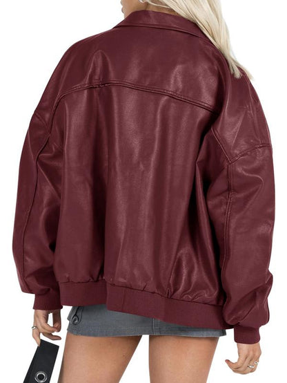 Elevate Your Style with the Ebifin Women's Oversized Faux Leather Bomber Jacket - Perfect for Casual Fall Fashion!