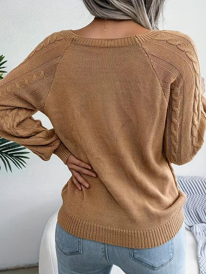 Women'S round Neck Solid Color Knitted Sweater Loose and Comfortable Woven Spring and Autumn Pullover