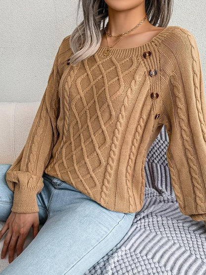 Women'S round Neck Solid Color Knitted Sweater Loose and Comfortable Woven Spring and Autumn Pullover