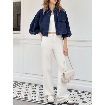Chic and Casual: Ebifin Women's Cropped Denim Jacket with Pockets - Perfect for Every Occasion!