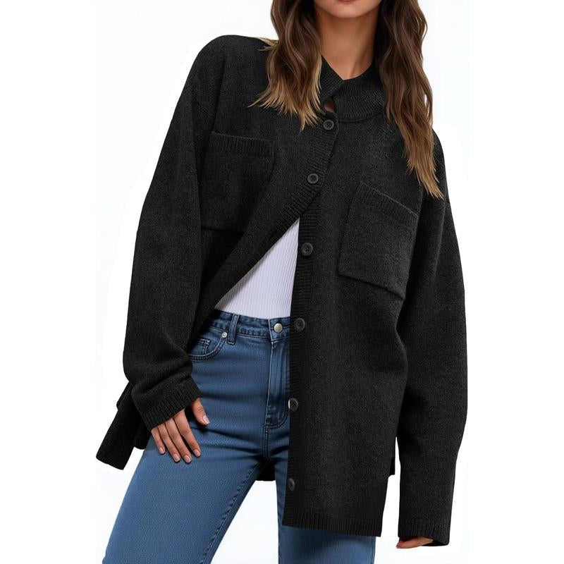 Chic and Cozy Ebifin Women's Oversized Collared Cardigan - Perfect for Fall Layering!