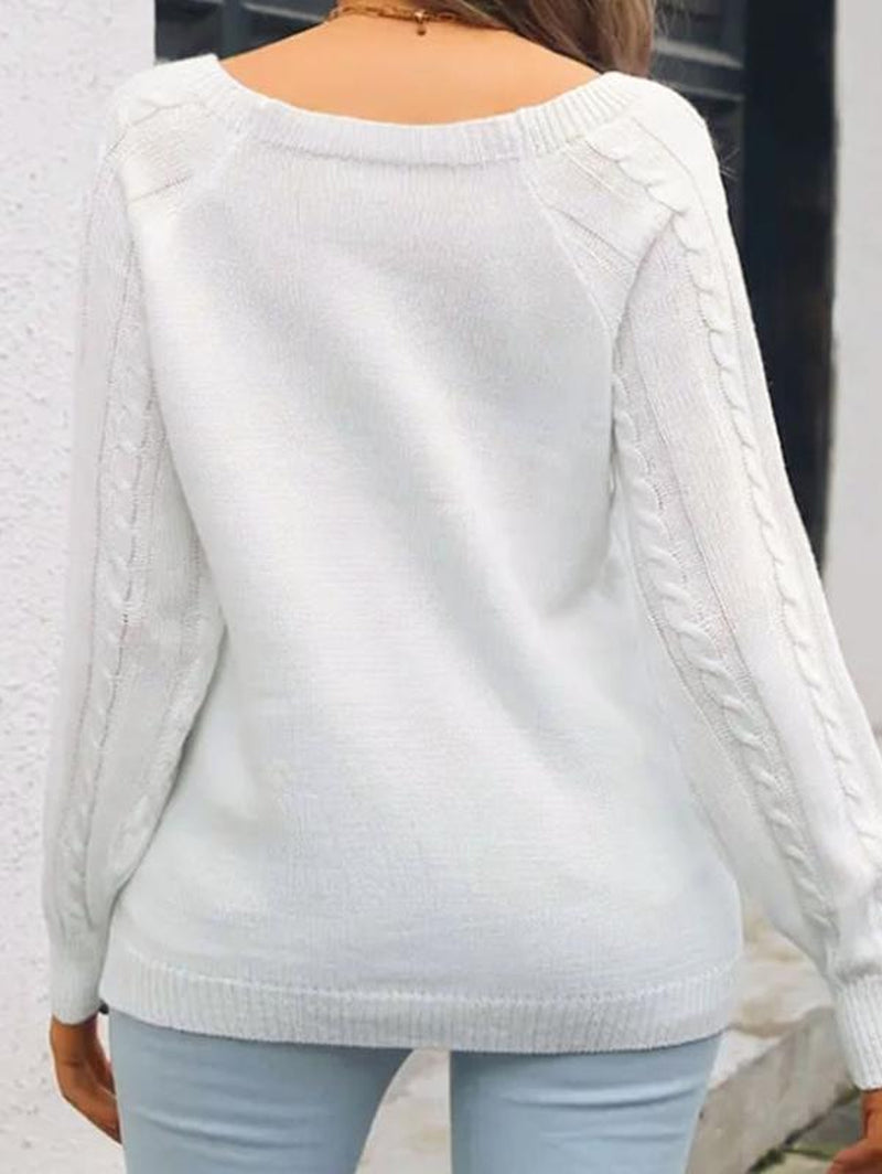 Women'S round Neck Solid Color Knitted Sweater Loose and Comfortable Woven Spring and Autumn Pullover