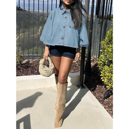 Chic and Casual: Ebifin Women's Cropped Denim Jacket with Pockets - Perfect for Every Occasion!