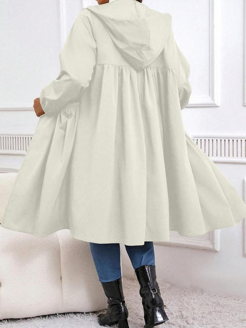 Stilig plus size ensfarget longline kåpe - Perfekt casual åpen front yttertøy for høst og vinter