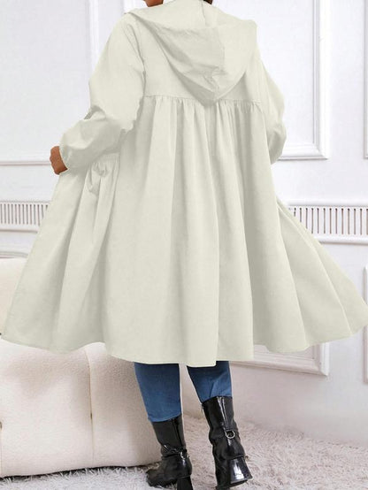 Stilig plus size ensfarget longline kåpe - Perfekt casual åpen front yttertøy for høst og vinter