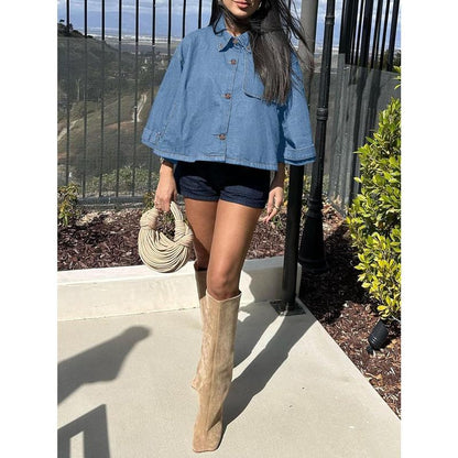 Chic and Casual: Ebifin Women's Cropped Denim Jacket with Pockets - Perfect for Every Occasion!