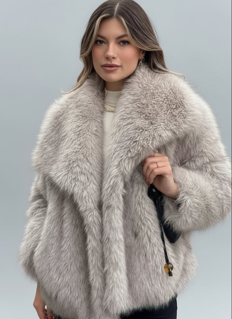 Winter Plush Coat Fashion Warm Thicken Fluffy Lapel Jacket Outwear Casual Long Sleeve Tops Womens Clothing