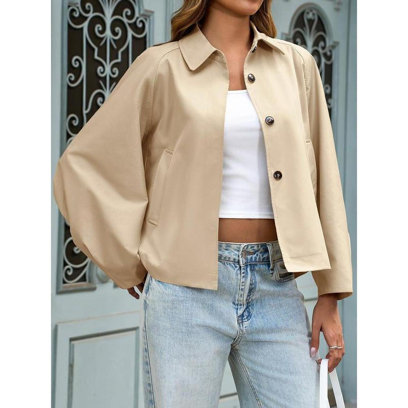 Elevate Your Style with the Imily Bela Women's Oversized Cropped Trench Coat - Trendy Batwing Sleeve Outerwear for Every Occasion