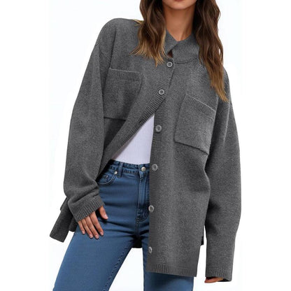 Chic and Cozy Ebifin Women's Oversized Collared Cardigan - Perfect for Fall Layering!