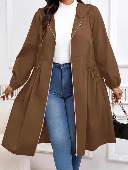 Elegant plus size longline kåpe i bomull forfra