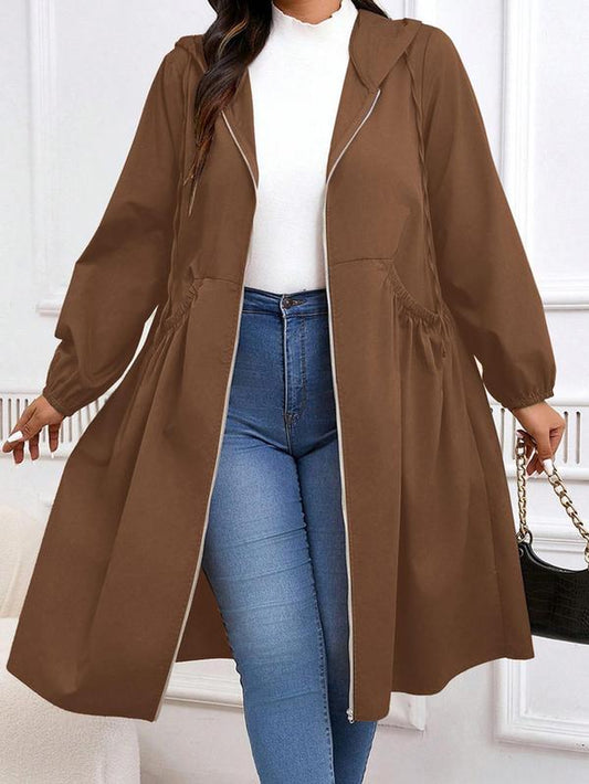 Elegant plus size longline kåpe i bomull forfra