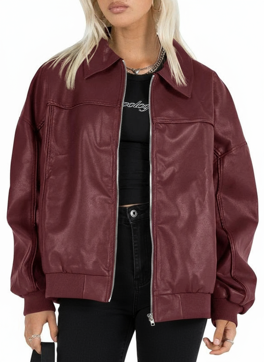 Bordeauxrode bomber jacket variant close-up