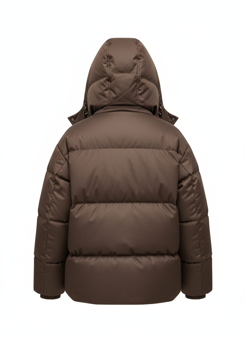 Bruine parka achteraanzicht