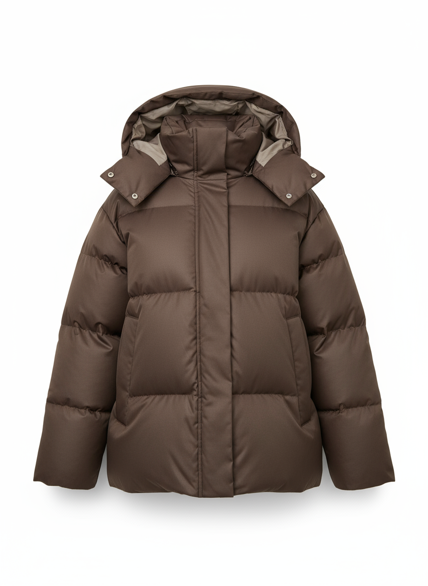 Bruine parka vooraanzicht