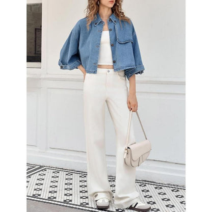 Chic and Casual: Ebifin Women's Cropped Denim Jacket with Pockets - Perfect for Every Occasion!