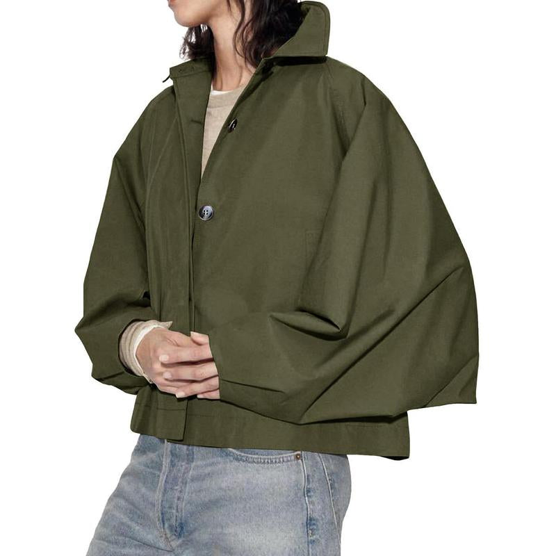Elevate Your Style with the Imily Bela Women's Oversized Cropped Trench Coat - Trendy Batwing Sleeve Outerwear for Every Occasion