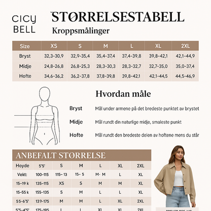 CICY BELL Størrelsestabell på Norsk