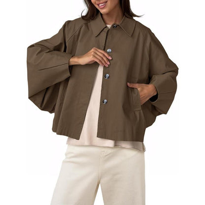 Elevate Your Style with the Imily Bela Women's Oversized Cropped Trench Coat - Trendy Batwing Sleeve Outerwear for Every Occasion