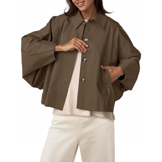 Elevate Your Style with the Imily Bela Women's Oversized Cropped Trench Coat - Trendy Batwing Sleeve Outerwear for Every Occasion
