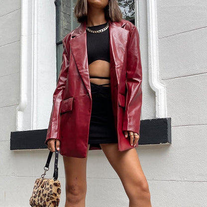 Women'S Versatile Casual Warm Leather Jacket