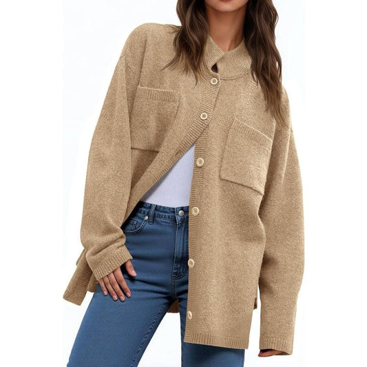Chic and Cozy Ebifin Women's Oversized Collared Cardigan - Perfect for Fall Layering!