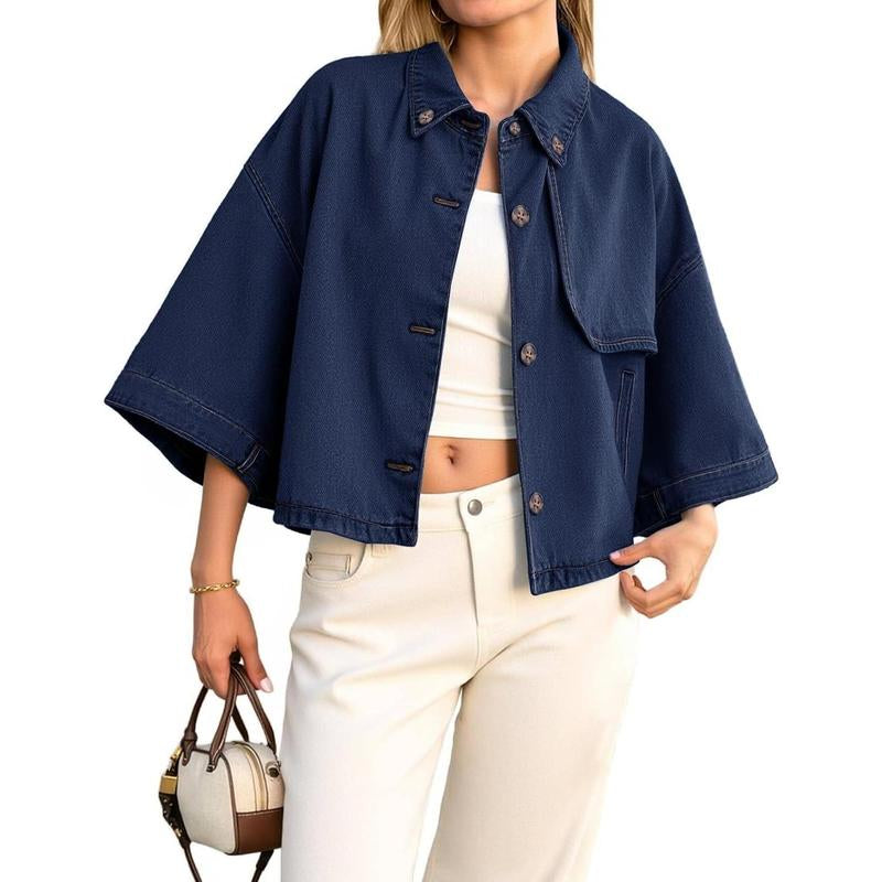 Chic and Casual: Ebifin Women's Cropped Denim Jacket with Pockets - Perfect for Every Occasion!
