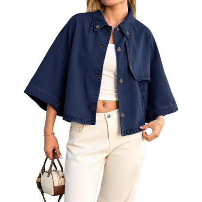 Chic and Casual: Ebifin Women's Cropped Denim Jacket with Pockets - Perfect for Every Occasion!