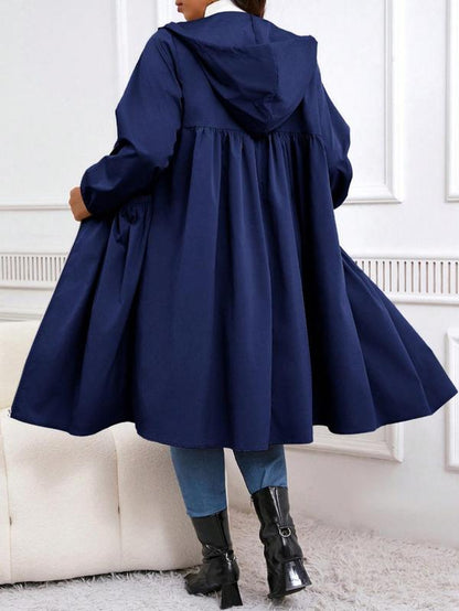 Stilig plus size ensfarget longline kåpe - Perfekt casual åpen front yttertøy for høst og vinter