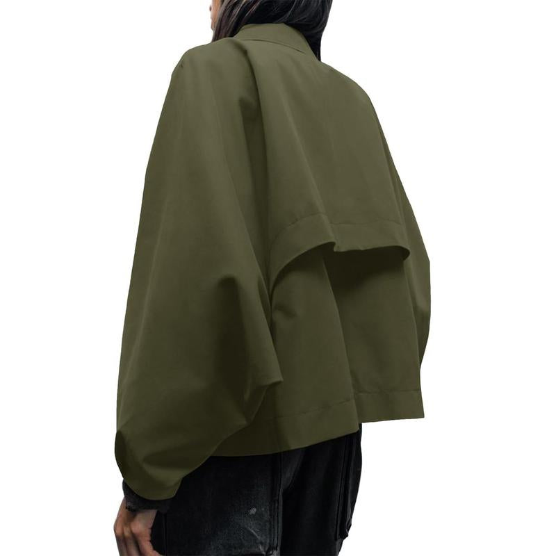 Elevate Your Style with the Imily Bela Women's Oversized Cropped Trench Coat - Trendy Batwing Sleeve Outerwear for Every Occasion