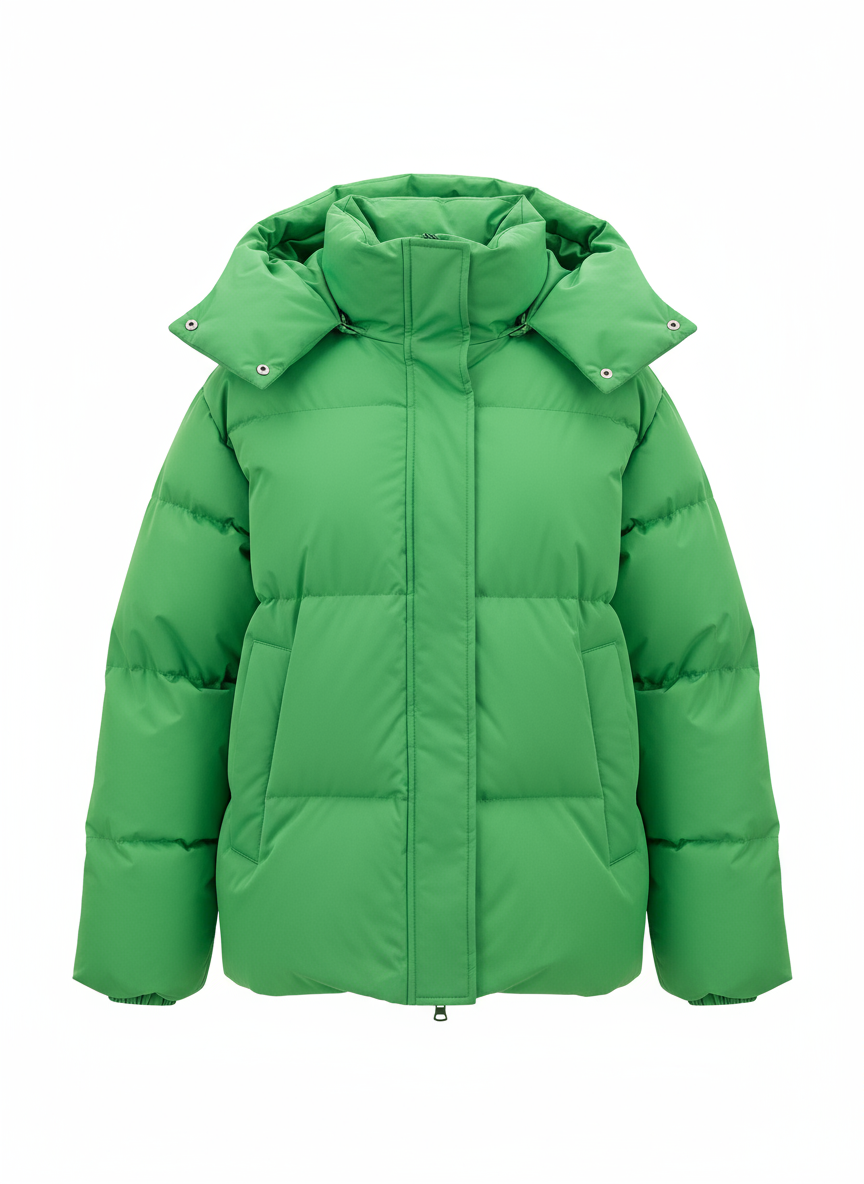 Groene parka vooraanzicht zonder sjaal