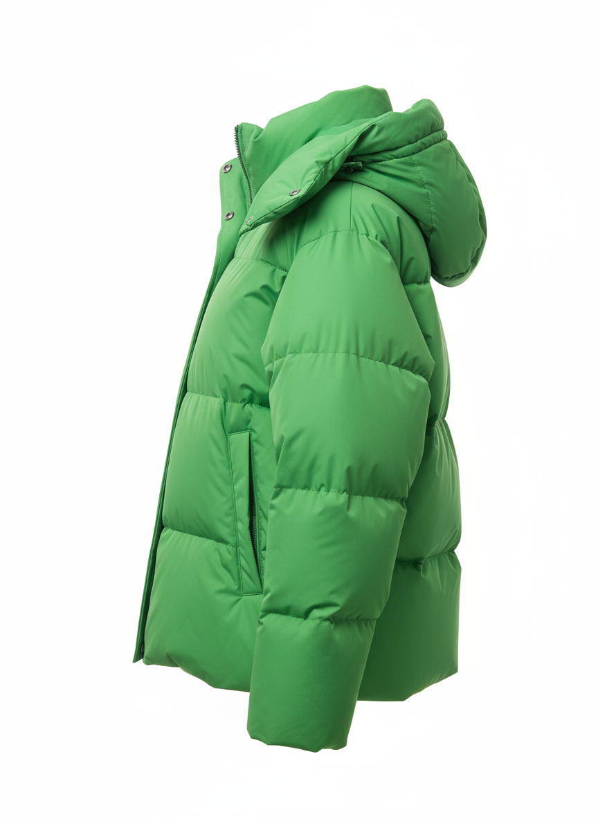 Groene parka zijaanzicht