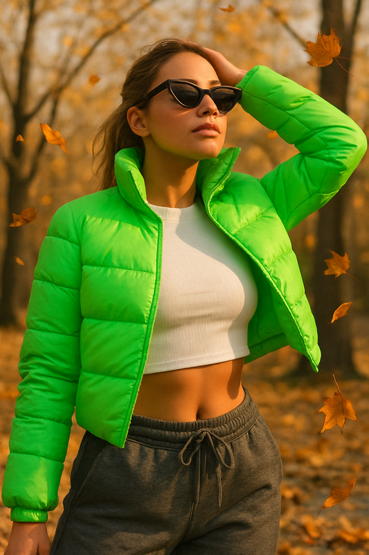 Herfst fashion foto met groene jas