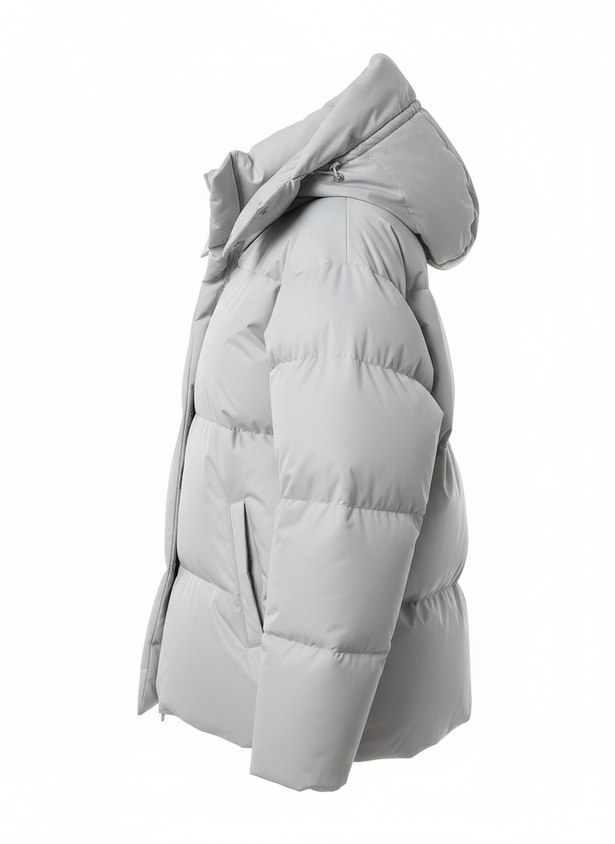 Lichtgrijze parka zijaanzicht