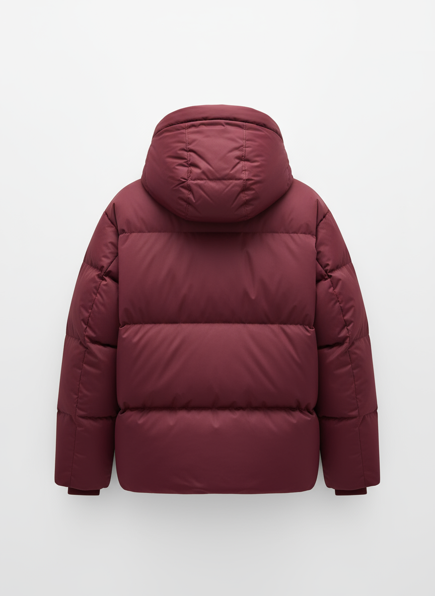 Wine red parka achteraanzicht